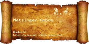 Metzinger Ambos névjegykártya